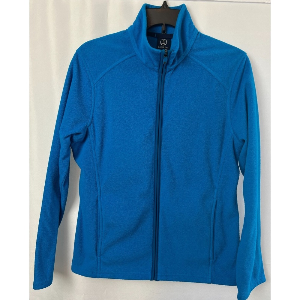 Lands' End Women's Blue Fleece Full Zip Sweatshirt Jacket Medium Regular